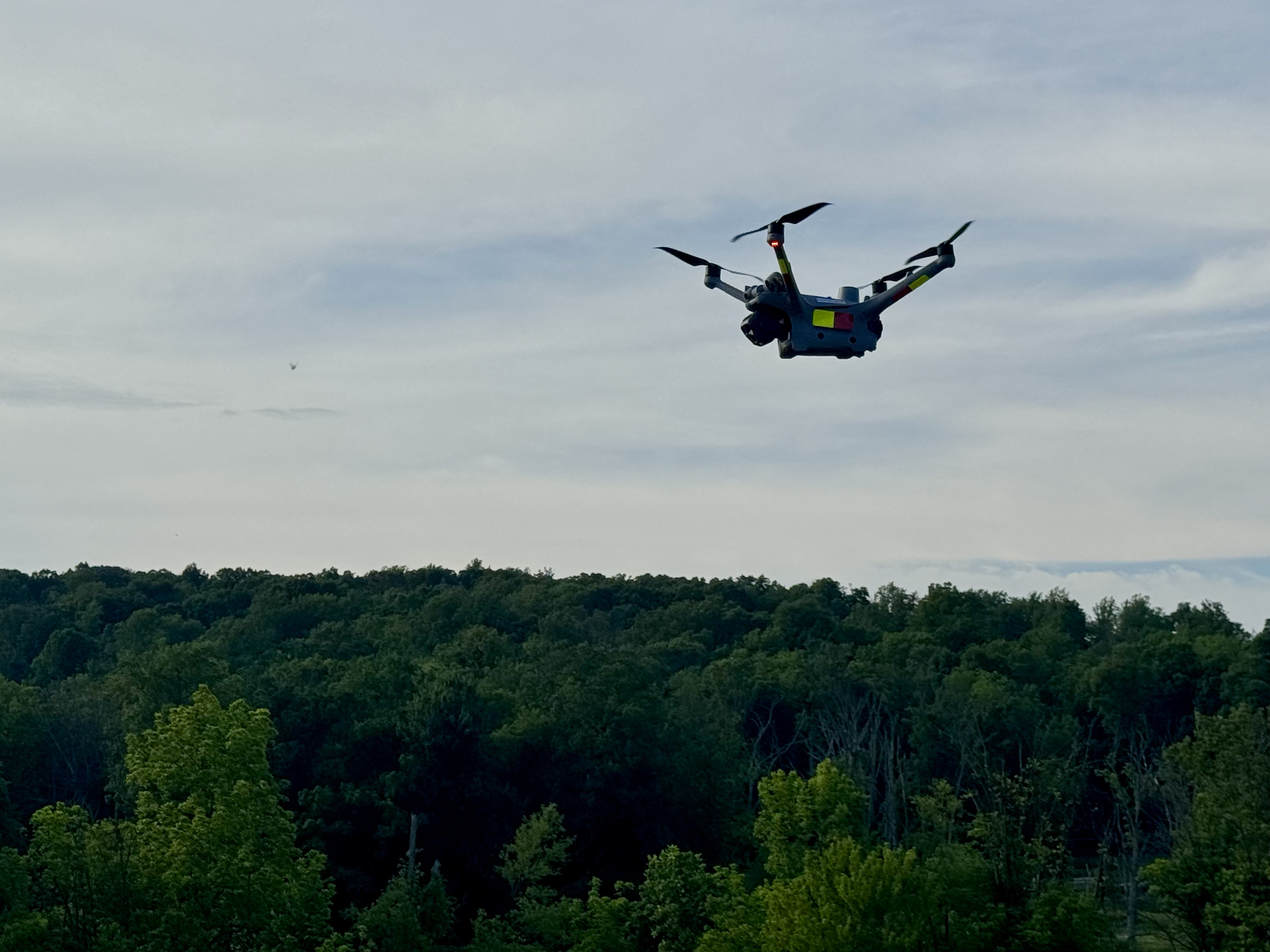 DJI Matrice 4TD in flight over Central Pennsylvania trees